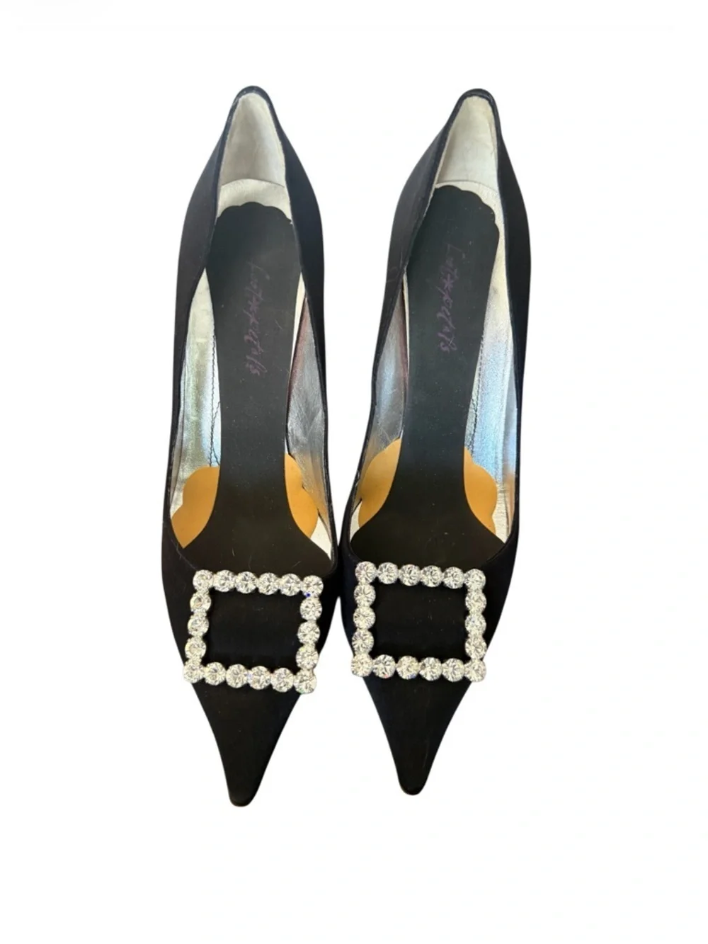 Kate Spade Black Pointed Toe Crystal Buckle Pumps-Size 7.5 Like New